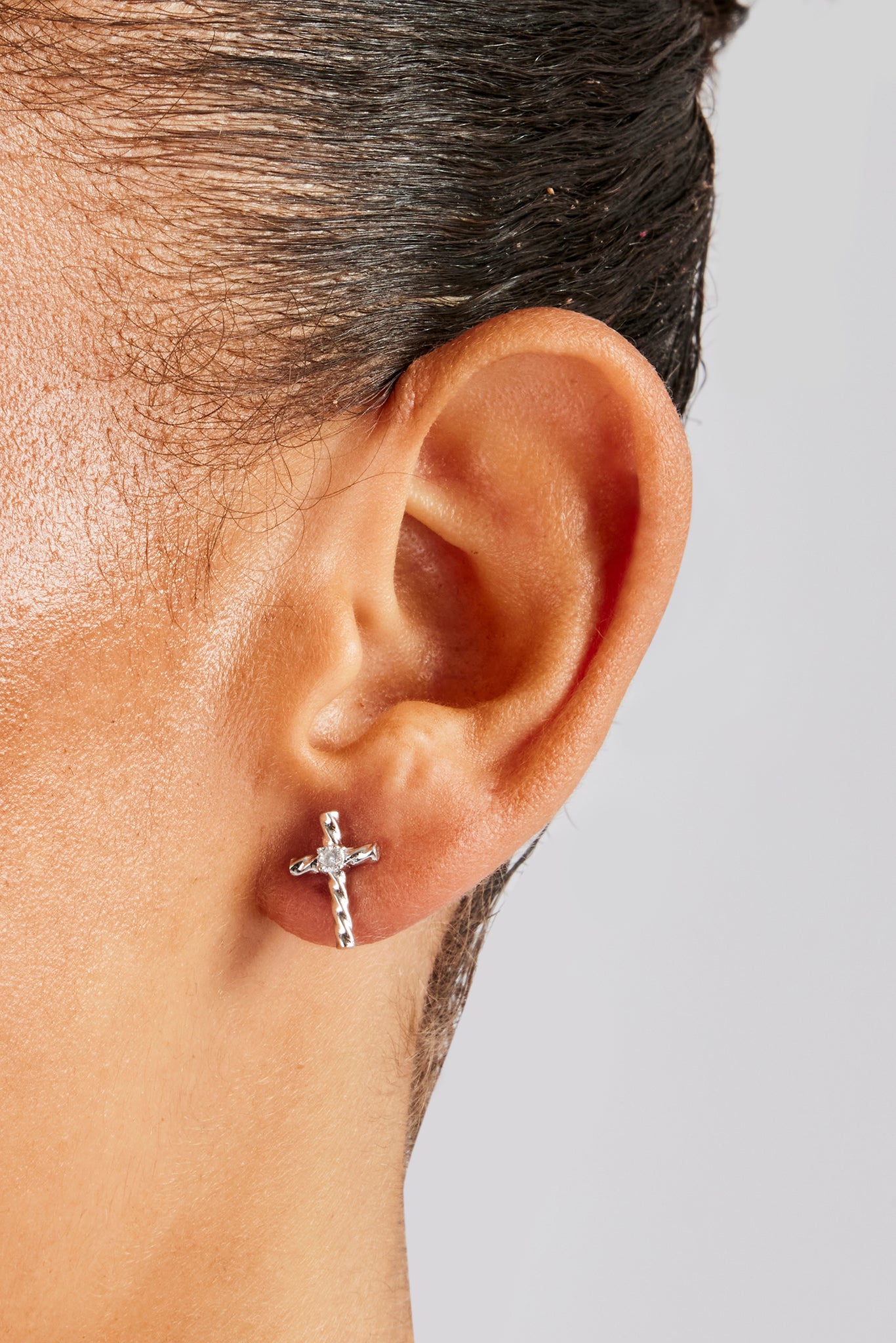 925 Twist Kreuz Ohrstecker - Weiß - 14mm